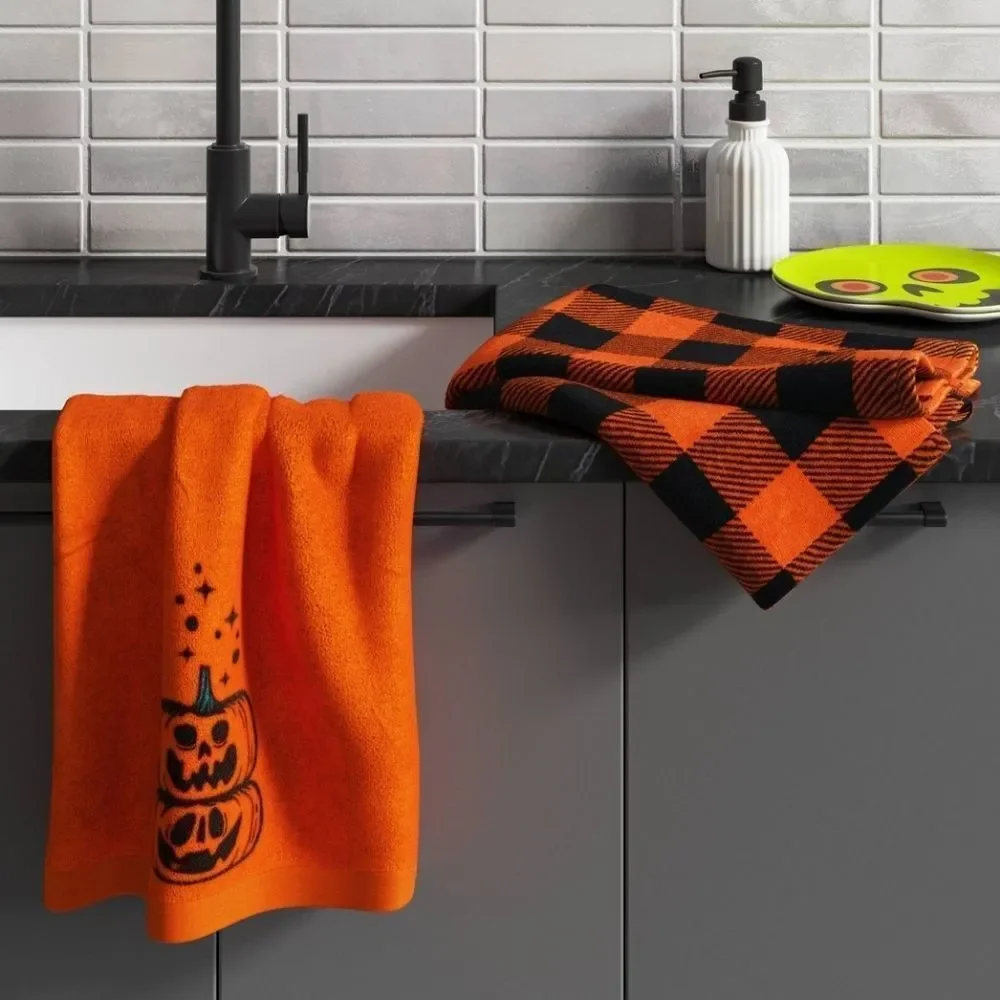 New 2pc Pumpkin Halloween Stack Kitchen Terry Towels Hyde and EEK! Boutique